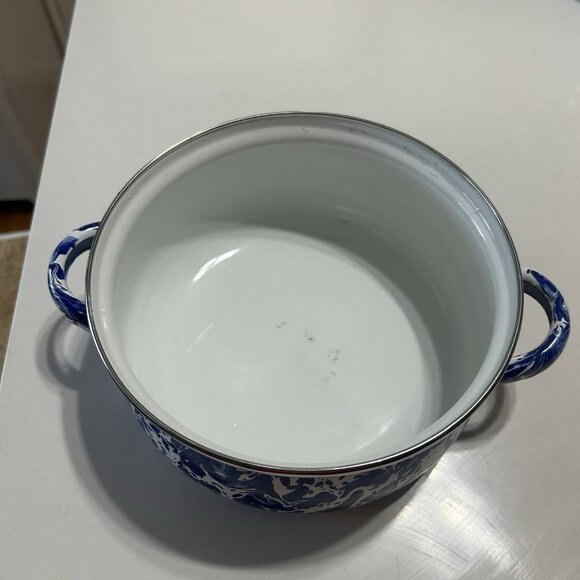 Golden Rabbit 4qt Dutch Oven Casserole Pot w Lid Cobalt Swirl Holidays - Picture 4 of 13